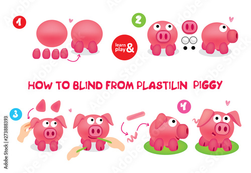 Cute Plasticine Piggy Step Instruction for Kid