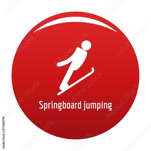 Springboard jumping icon. Simple illustration of springboard jumping vector icon for any design red