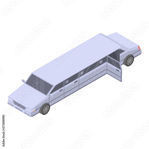 Open door limousine icon. Isometric of open door limousine vector icon for web design isolated on white background