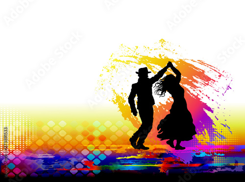 Tableau sur Toile Couple of dancers. Vector illustration