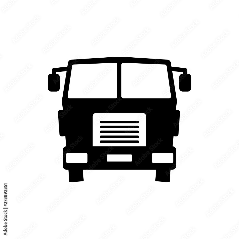 truck cab front view flat vector icon
