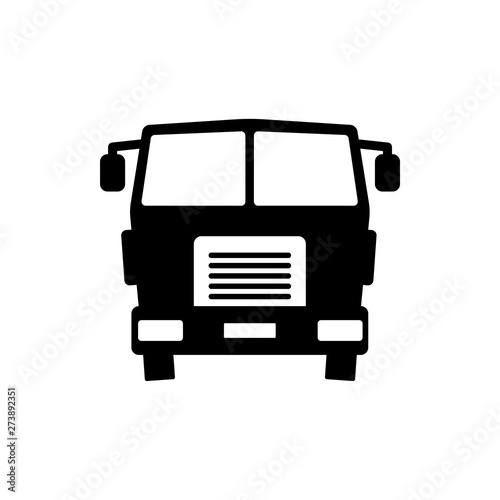 truck cab front view flat vector icon