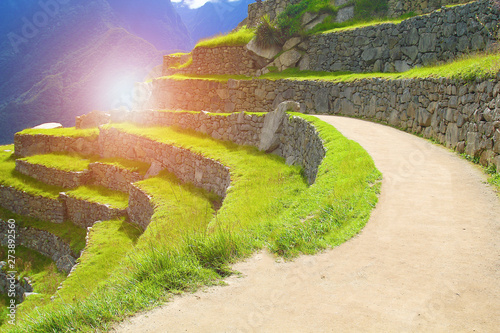 Landscapes view of Machupicchu New Seven Wonders of the World at Peru. photo