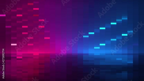 Wallpaper Mural Flickering Futuristic Sci-Fi Abstract Blue And Purple Neon Light Shapes On Black Background And Reflective Concrete With Empty Space For Text 3D Torontodigital.ca