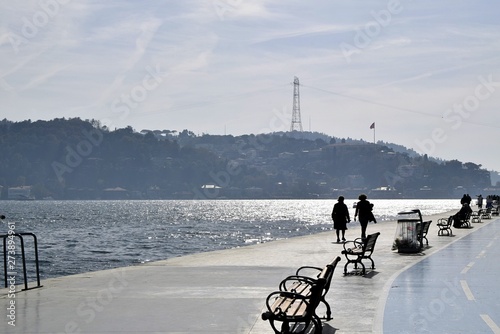 Canvas Print Istanbul, Turkey, October 30, 2018, people walk along the embankment adjacent to