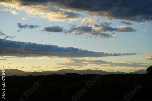 Sunset with Clouds over the Blue Ridge Mountains