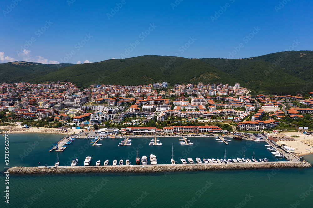 Fototapeta premium Yacht marina in sea resort Saint Vlas, Bulgaria