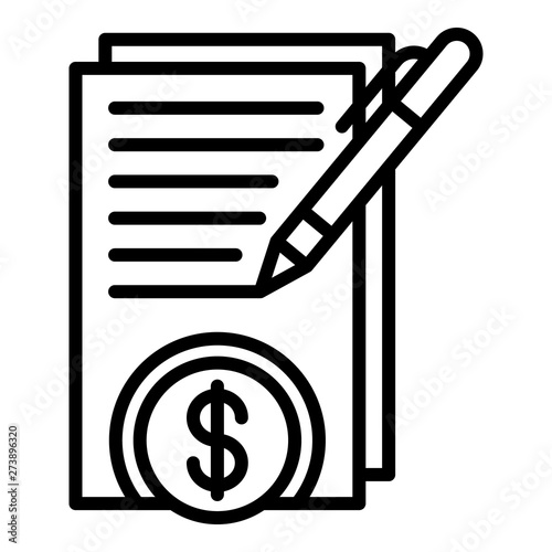 Sign money contract icon. Outline sign money contract vector icon for web design isolated on white background