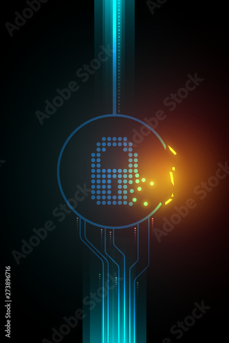weakness digital data security system concept illustration broken lock symbol dark circuit