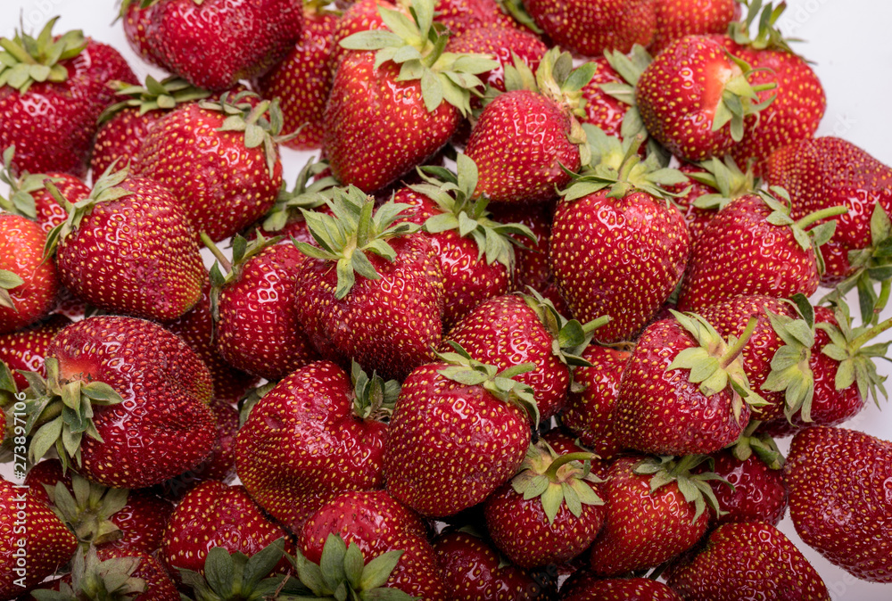 fresh ripe strawberries isolated on white background fresh ripe strawberries isolated on white background