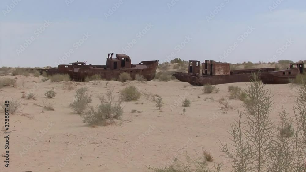 Uzbekistan The bottom of the retreating Aral Sea. Cemetery ships. Uzbekistan The bottom of the retreating Aral Sea. Cemetery ships.