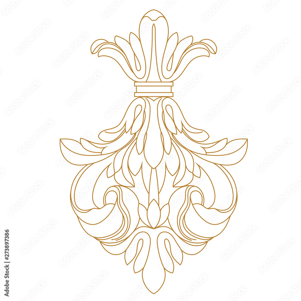 Fototapeta premium Golden vintage baroque ornament, corner. Retro pattern antique style acanthus.