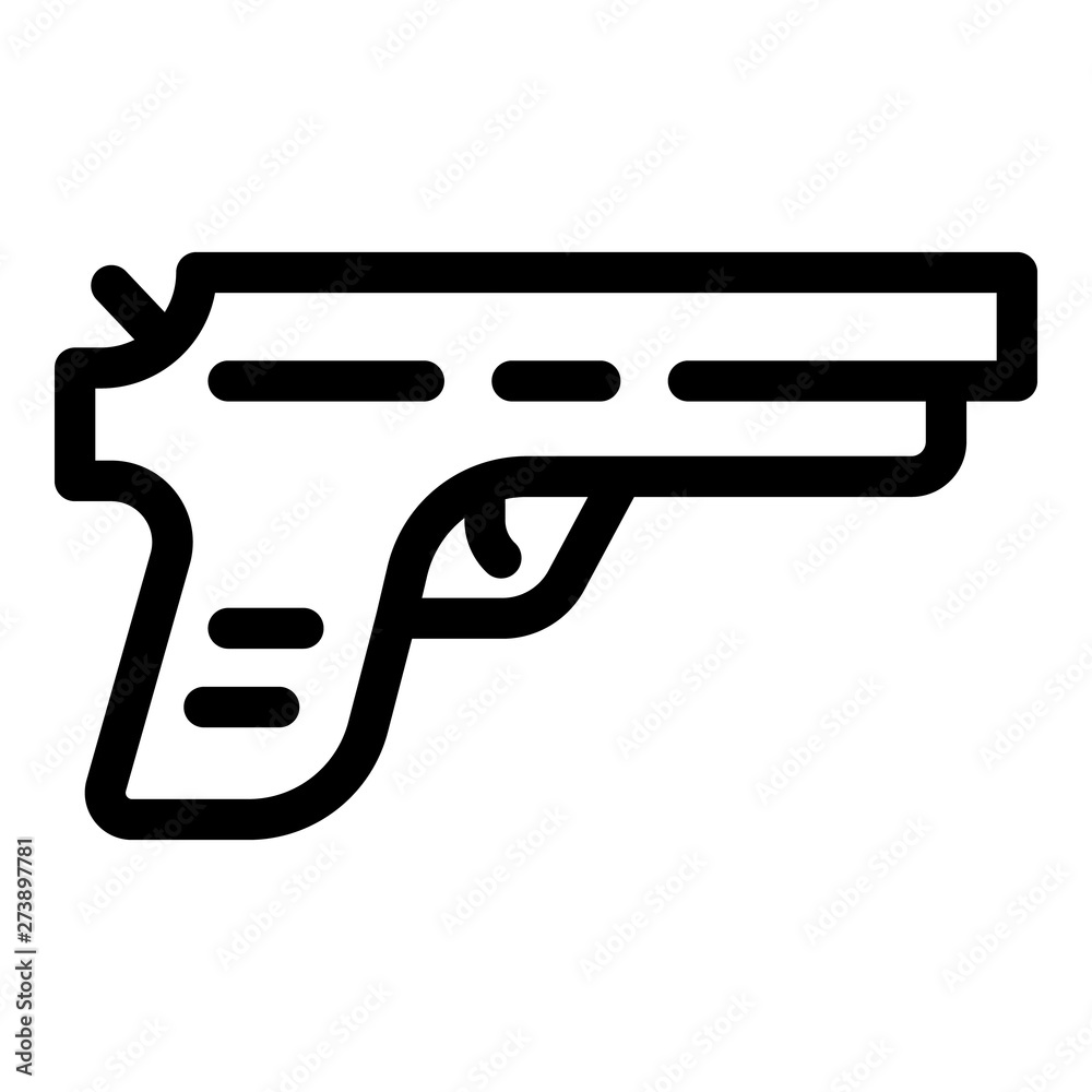 Police pistol icon. Outline police pistol vector icon for web design isolated on white background