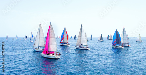 Sailing yachts during regatta Brindisi Corfu 2019