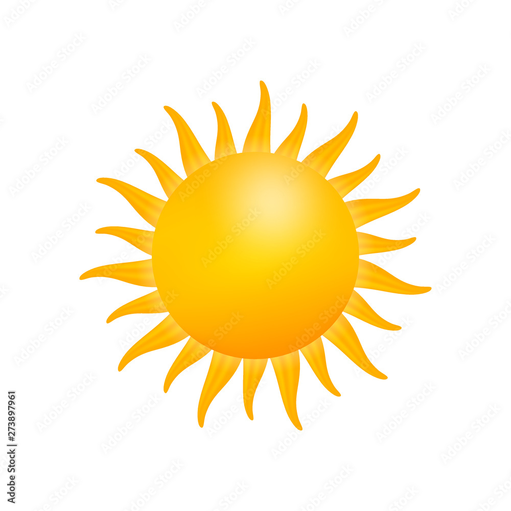 Realistic sun icon for weather design on white background. Vector stock illustration. Realistic sun icon for weather design on white background. Vector stock illustration.