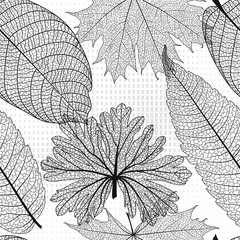 Sierkussen Bladnerven patronen Kleurrijke herfstbladeren vector dessin  © O.Yu