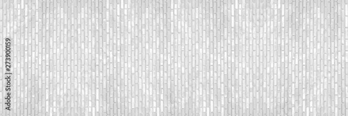 horizontal white brick wall for pattern and background