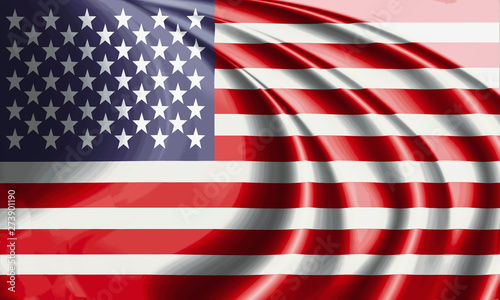 Closeup of rippled United States of America Flag , Celebrating Independence Day.