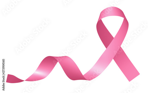 Obraz na plátně Realistic pink ribbon isolated on white