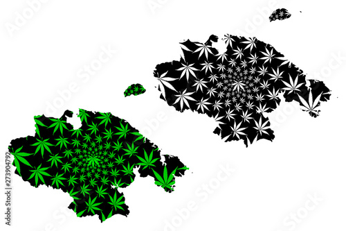 Chukotka Autonomous Okrug (Russia, Russian Federation, Autonomous okrug ) map is designed cannabis leaf green and black, Chukotka Autonomous Okrug map made of marijuana (marihuana,THC) foliage....