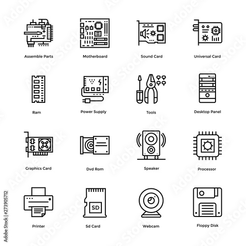 Computer Hardware Vector Icons Bundle