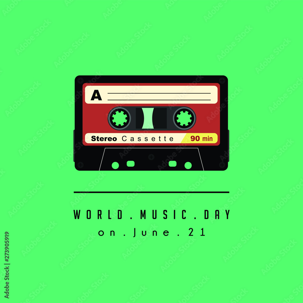 Retro Cassette Vector design with text world music day