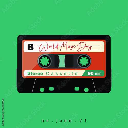 Retro Cassette Vector design with text world music day