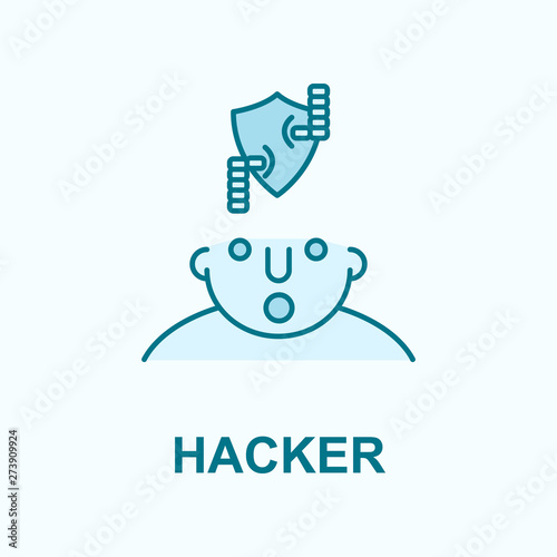 hacker on mind field outline icon