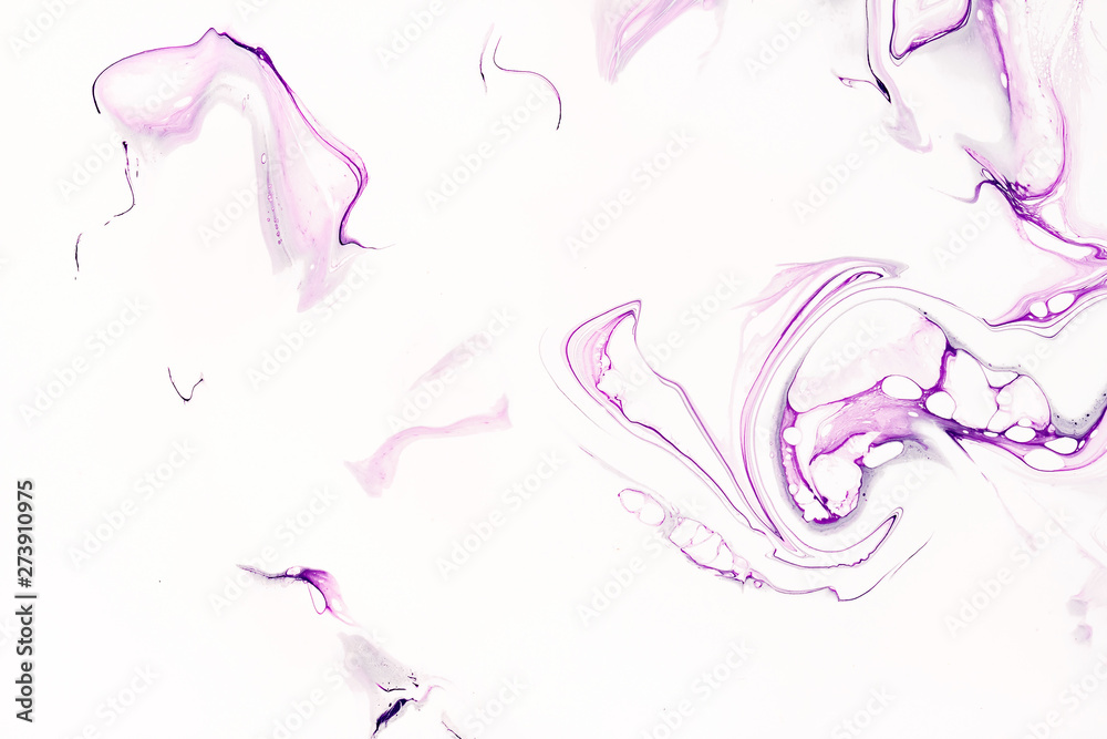 Acrylic abstract paint violet waves. Marbled, beautiful granite texture.