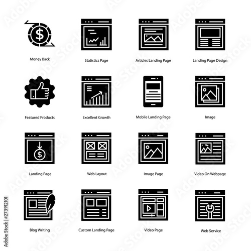 Web Landing Page Solid Icons