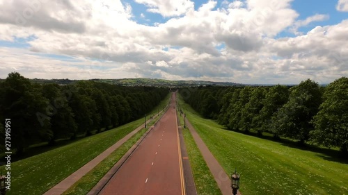 Aerial view of road in Park. High angle view of Path and street in Stormont Belfast Northern Ireland  photo