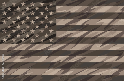 Patriotic Desert Tan Camo USA Flag Vector Illustration