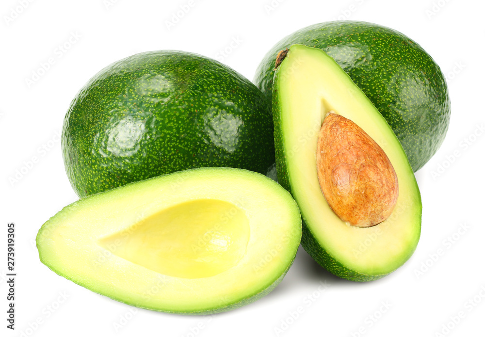 fresh avocado with slices isolated a on white background fresh avocado with slices isolated a on white background