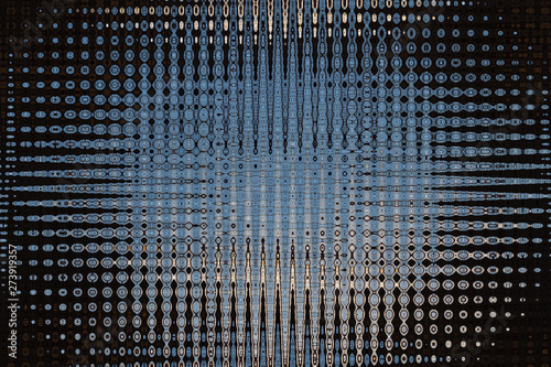 Diseño fractal de Patron Geométrico o fondo de pantalla simulando cristal esmerilado en tonos azules sobre negro photo