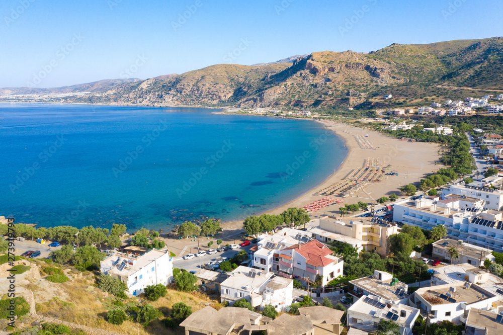 View of seaside traditional village of Paleochora, Crete, Greece.