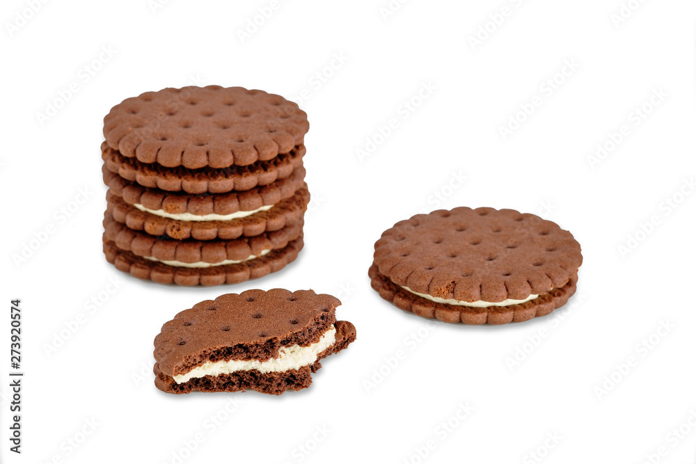 Cookies with chocolate chips. Isolated on a white background Cookies with chocolate chips. Isolated on a white background