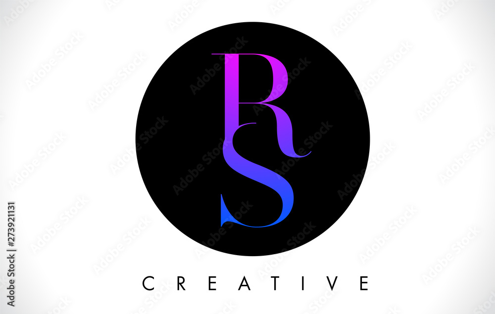 RS Letter Design Logo with Black and White Colors Vector.