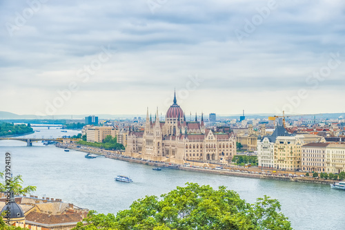 A landscape view of Budapest city, the Hungarian parliament. © tbralnina