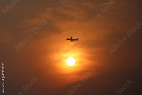 Sunset Behind The Aircraft