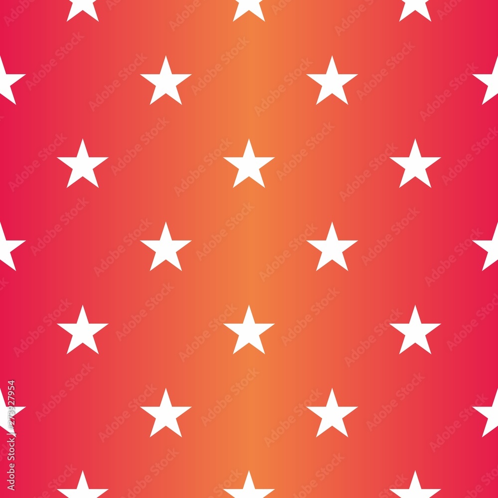 Tile vector pattern with white stars on gradient pink and yellow background