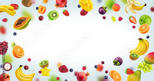 Fototapeta Naklejka Na Ścianę i Meble -  Frame made of fruits and berries