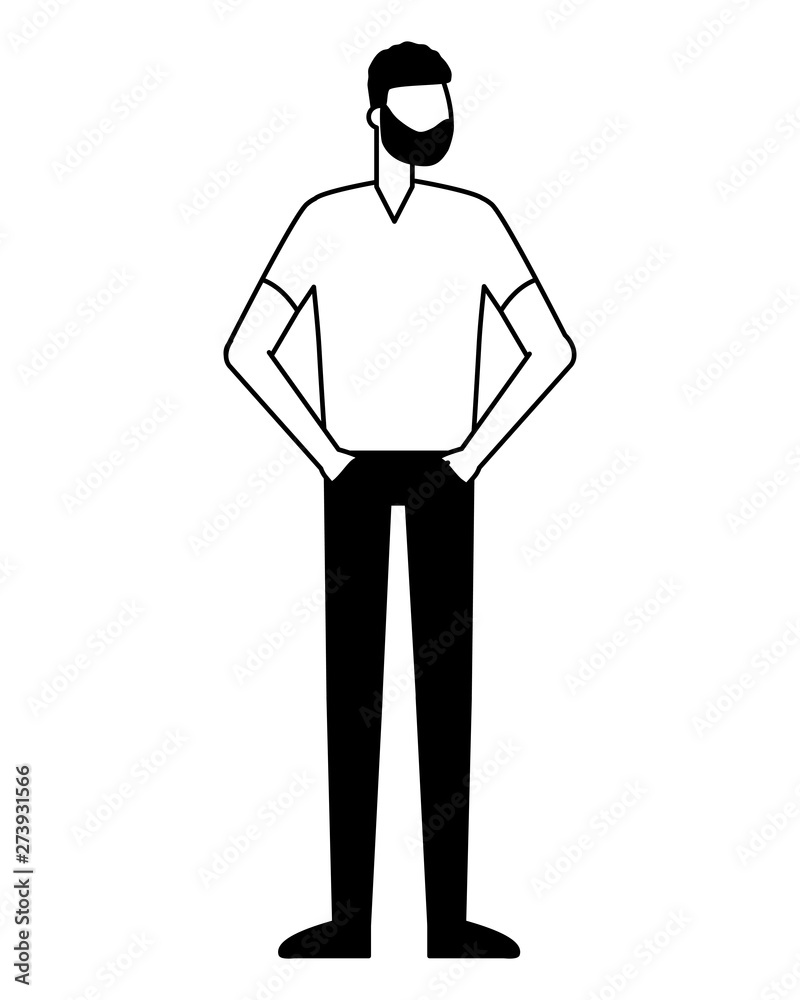 afro american man standing character afro american man standing character
