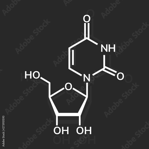 Uridine chemical formula on dark background