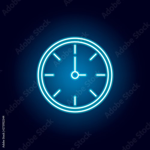 clock, time outline icon in neon style. elements of education illustration line icon. signs, symbols can be used for web, logo, mobile app, UI, UX