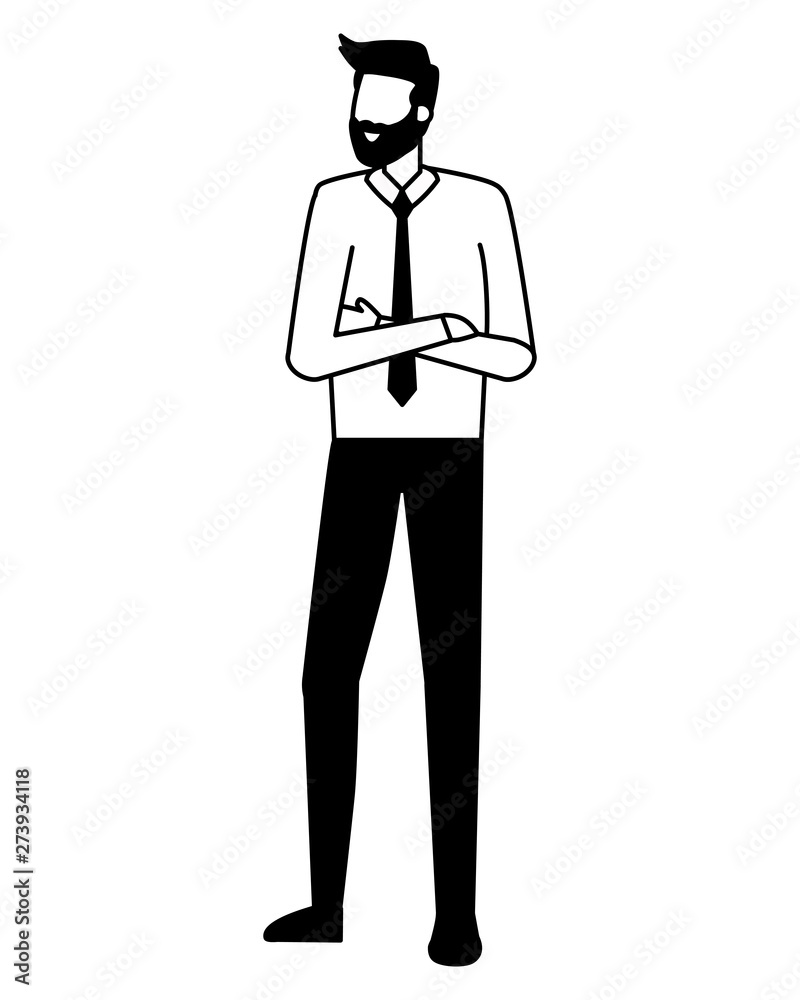 businessman character portrait on white background