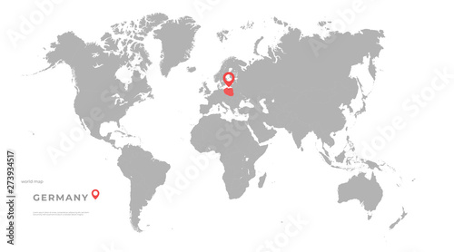 Fototapeta Naklejka Na Ścianę i Meble -  Location Germany. World Map Vector. High detailed illustration of worldmap