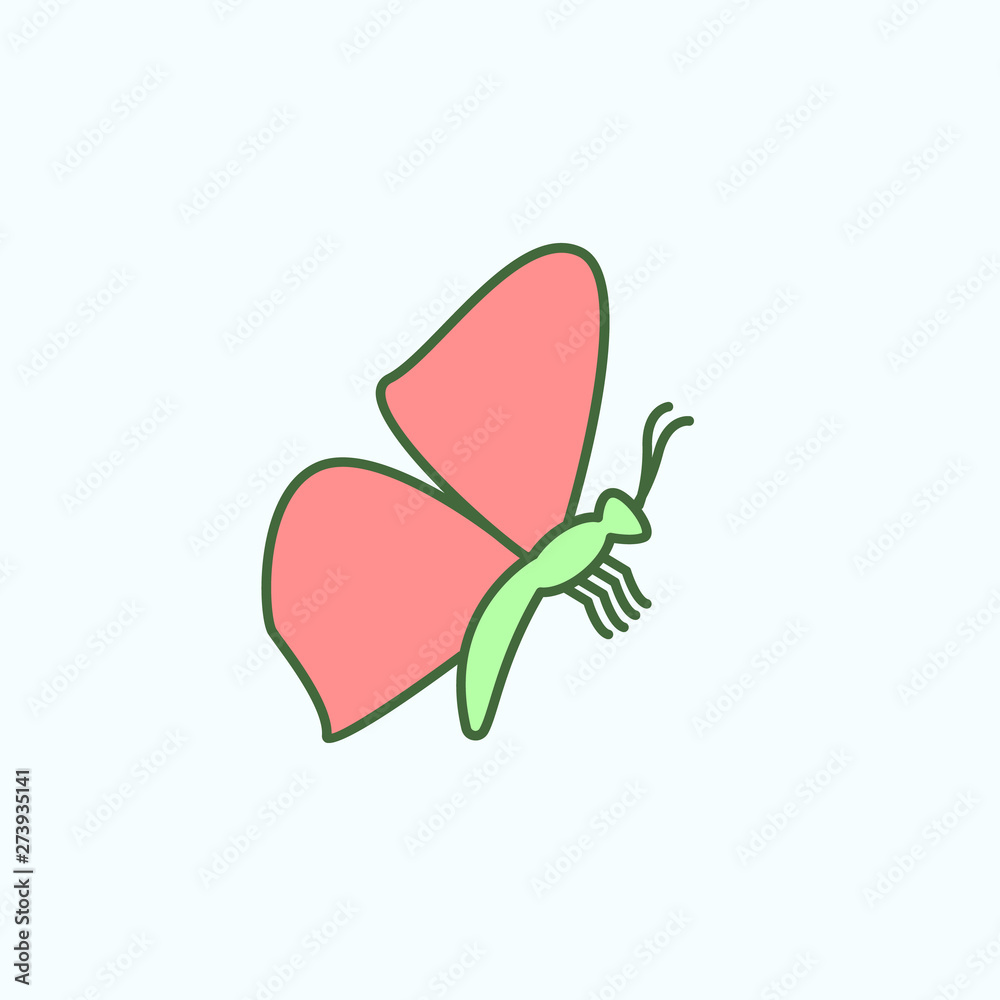 Color butterfly field outline icon Color butterfly field outline icon