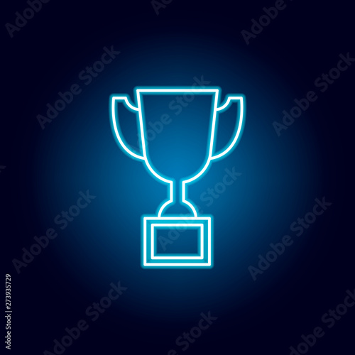 trophy, award outline icon in neon style. elements of education illustration line icon. signs, symbols can be used for web, logo, mobile app, UI, UX