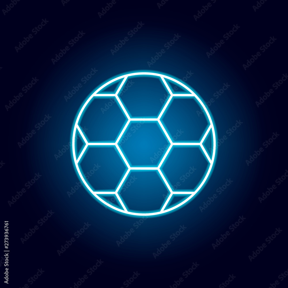 Obraz premium piłka nożna, piłka nożna, ikona konturu sport w stylu neonowym. elementy ikony linii ilustracja edukacji. znaki, symbole mogą być używane w sieci, logo, aplikacji mobilnej, UI, UX