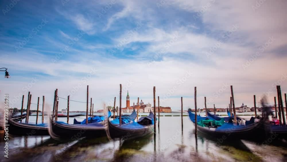 Time Lapse - Gondolas Mooring in the Canal of Venice - 4K Time Lapse - Gondolas Mooring in the Canal of Venice - 4K